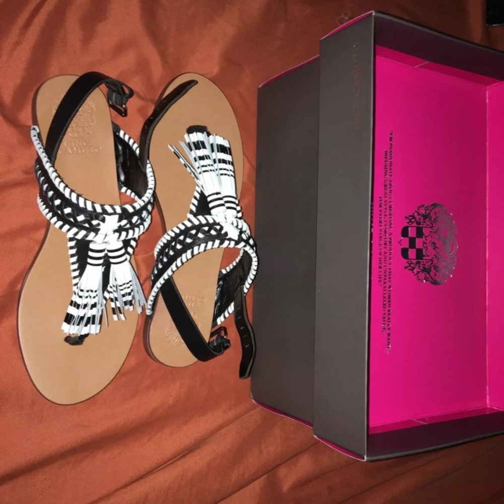 White and black sandals